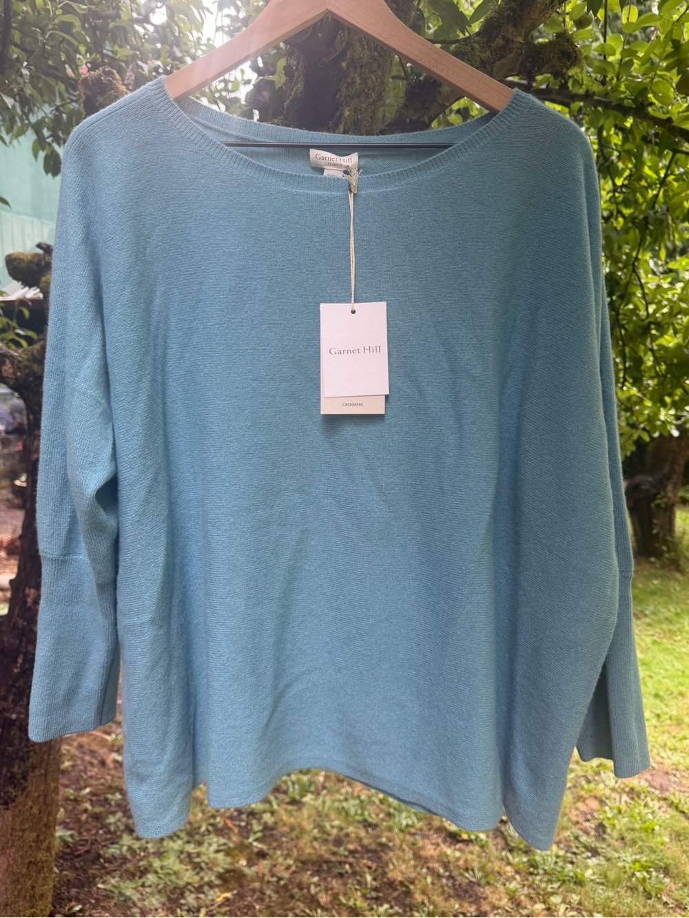 Garnet Hill wide neck cashmere sweater XL NWT